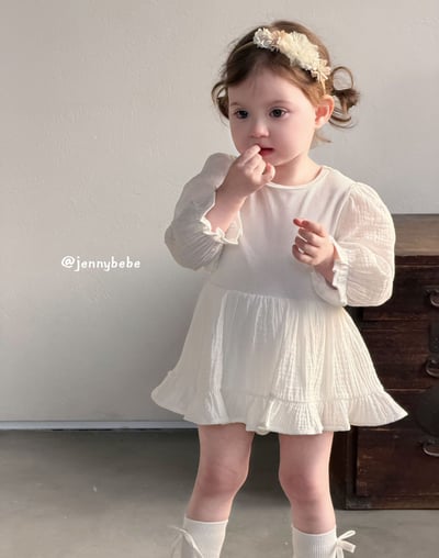 JE703｜(66-90cm) 棉紗荷葉洋裝包屁衣11