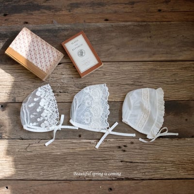 M-KIDS01｜(65-80cm) 3色蕾絲綁帶帽1