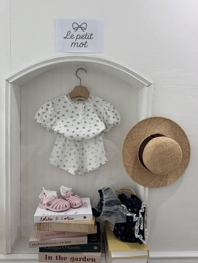 LePetitmot01｜(80-125cm) 2色花朵薄紗裙套裝4