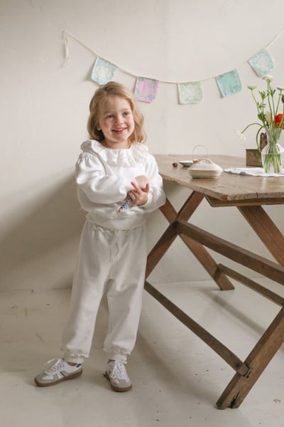 FLO30｜(75-140) 2色荷葉花瓣邊縮口長褲13