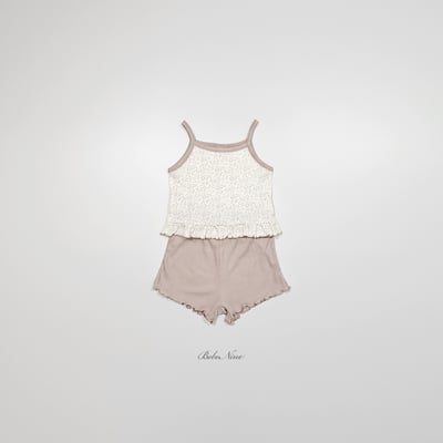 bebe nine03  (6m-24m) 2色木耳邊花吊帶套裝5