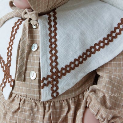 LEMONADE40｜(55cm-85cm) 2色格紋翻領包屁衣含帽子14