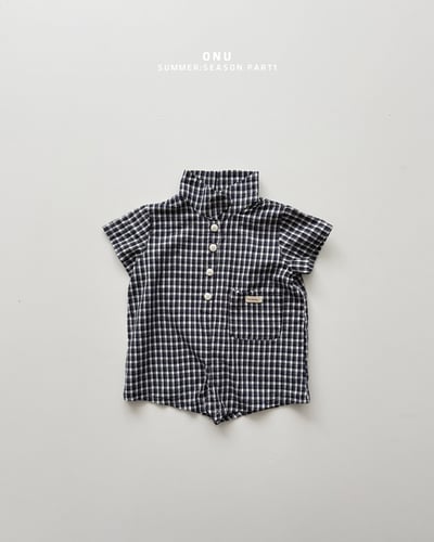 onu53｜(6m-12m) 格紋有領包屁衣6