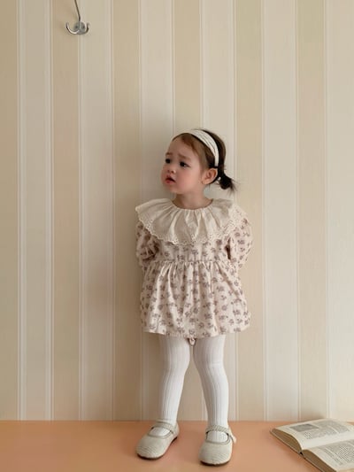 JE611｜(66cm-90cm) 蕾絲荷葉領碎花包屁衣11