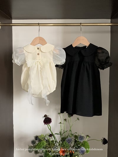 JE21｜(66-120cm) 赫本風網紗袖蝴蝶結包屁衣/洋裝17