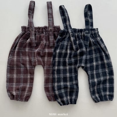 mimi market12 (65-85cm)  格紋吊帶長褲3