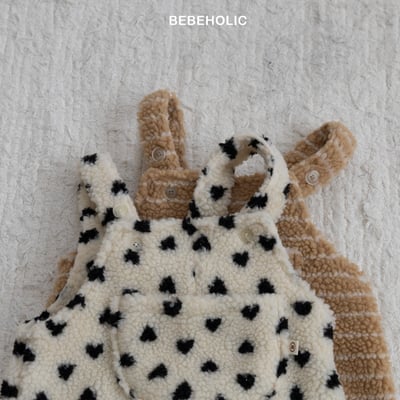 Bebe holic19｜(3m-18m) 羊羔毛吊帶包屁連身褲4