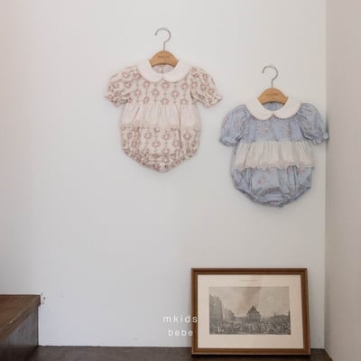 M-KIDS38｜(65-80cm) 歐式碎花滾邊包屁衣1