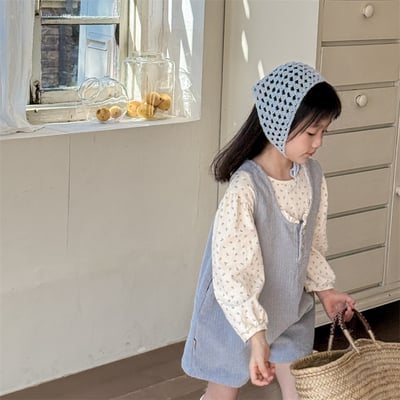 (80-130cm) 燈心絨小蕾絲五分連身褲3