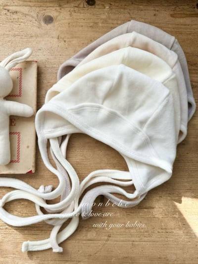 MONBEBE34｜(3m-24m) 棉絨綁帶帽1