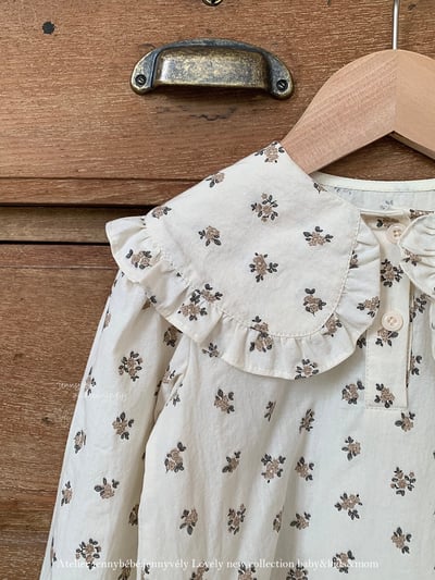 JE576｜(73-100cm) 花邊翻領碎花襯衫/棉紗花邊束口褲6