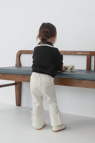 bebe nine32  (65-115) 2色蝴蝶緞帶小喇叭褲5