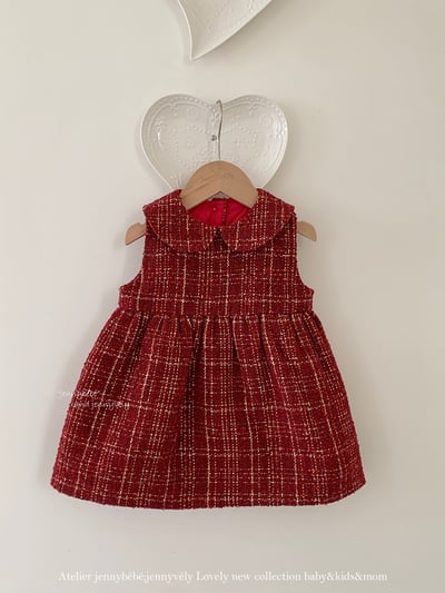 JE 656｜(80-110cm)  格紋翻領娃娃裙1