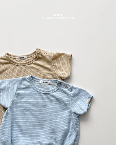 onu51｜(6m-12m) 細條紋短袖包屁衣3