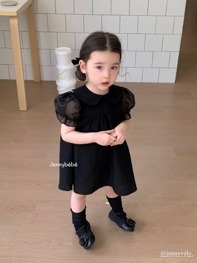 JE21｜(66-120cm) 赫本風網紗袖蝴蝶結包屁衣/洋裝9