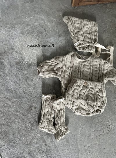 Bloom.b31｜(0m-24m) 麻花針織精靈綁帶帽13