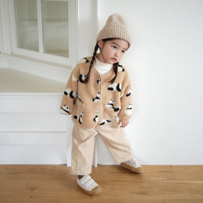 neneru27｜(70cm-125cm) 1色熊貓刷毛開襟外套7