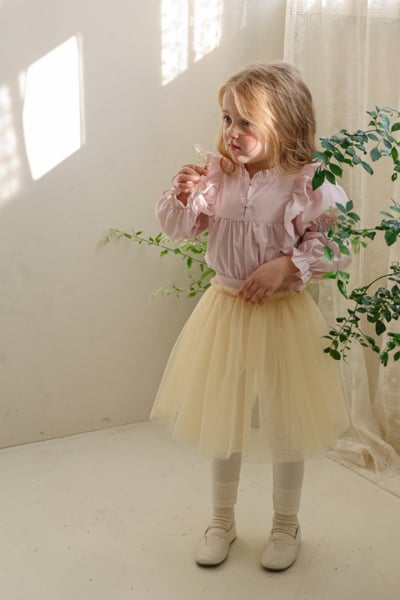 FLO20｜(75-140) 2色荷葉滾邊飛袖襯衫12