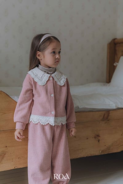 ROA12｜(80cm-120cm) 2色蕾絲束帶絨毛長褲7