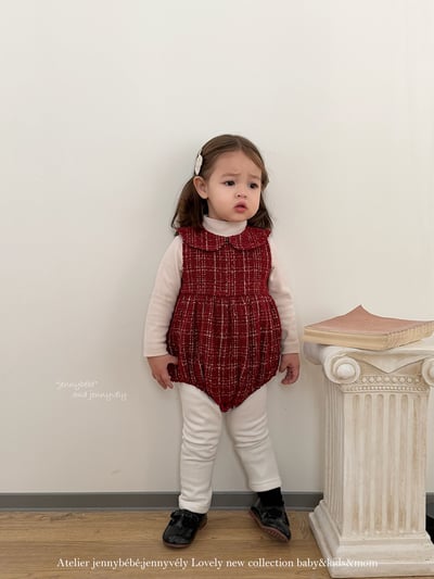 JE 656｜(66-90cm)  格紋翻領娃娃包屁衣10