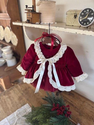 Marron 67｜(1y-6y) 聖誕紅開襟綁帶外套5