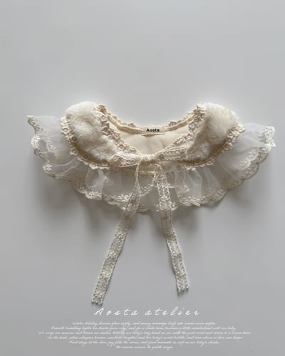 AOSTA37｜(6m-5y) 蕾絲荷葉花瓣綁帶領圍1