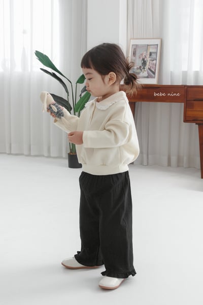 bebe nine35  (65-115) 3色蕾絲荷葉有領上衣10