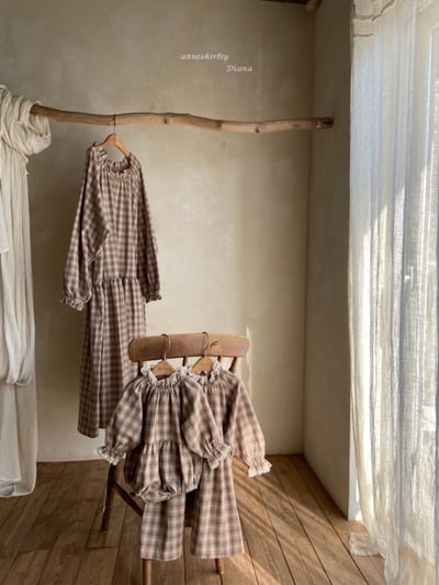 Anne Shirley15｜(3m-22m) 1色格紋蕾絲縮口包屁衣10