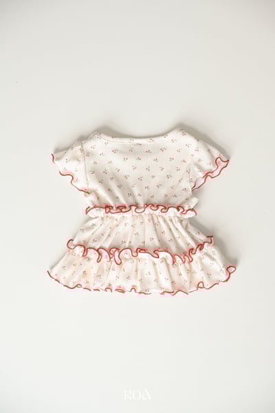 ROA23｜(6m-18m) 2色櫻桃捲邊層次上衣4