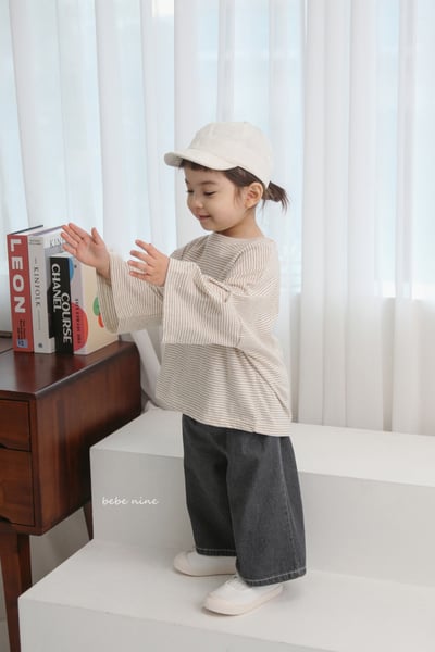 bebe nine08  (65-115) 2色條紋喇叭袖上衣7