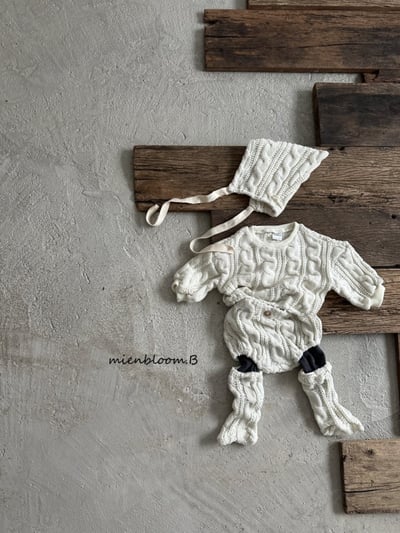 Bloom.b31｜(0m-24m) 麻花針織精靈綁帶帽20