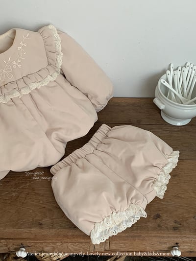 JE 650｜(73-100cm)  刺繡泡泡花邊套裝6