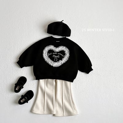 vivid69｜(78cm-125cm) 蕾絲愛心印花休閒上衣10