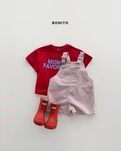 Bonito23｜(75cm-125cm) 3色直條紋吊帶短褲4