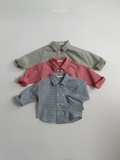 MiniRobe26｜(70-110) 雙排釦格紋襯衫2