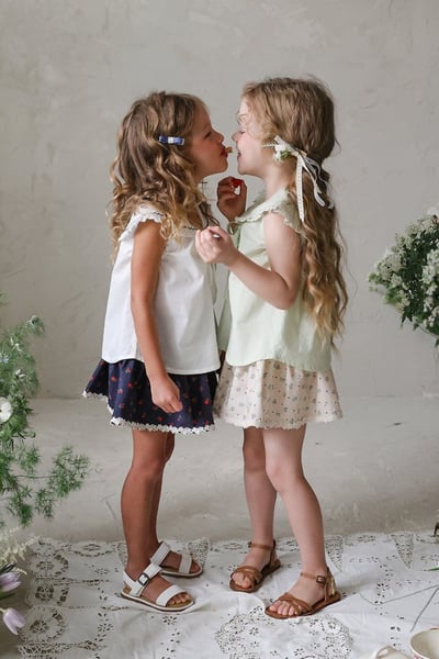 FLO40｜(75-140) 蕾絲翻領碎花褲裙2