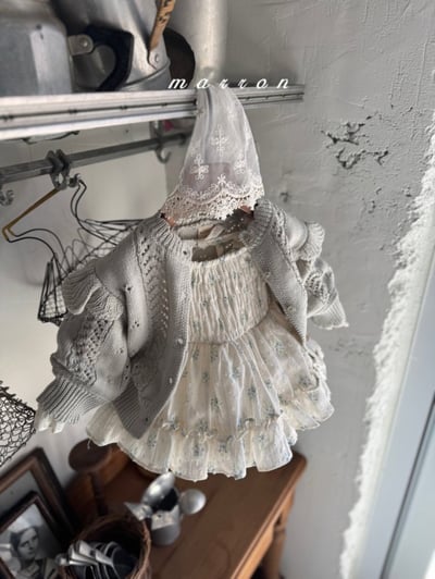 Marron39｜(-18m) 蕾絲花綁帶帽3