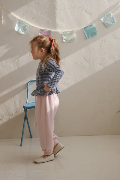 FLO30｜(75-140) 2色荷葉花瓣邊縮口長褲12