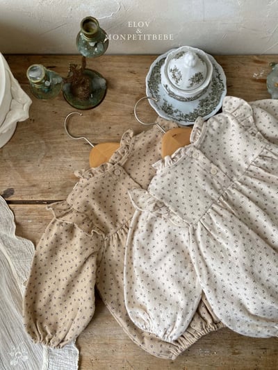 Monpetitbebe01｜(6m-18m) 碎花荷葉袖包屁衣7