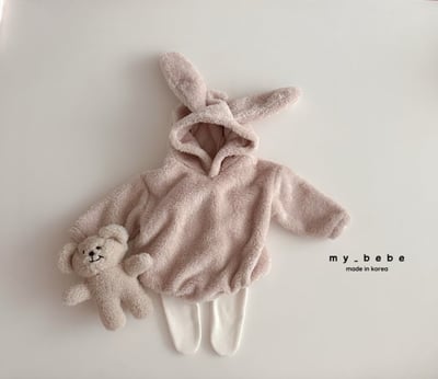 my_bebe20｜(-6m-12m-) 刷毛小兔連帽包屁衣4