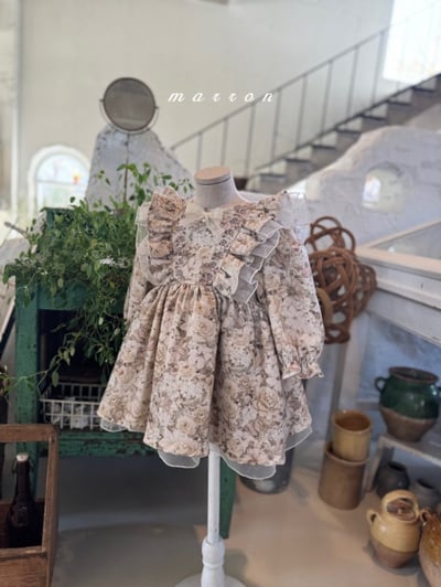 Marron 66｜(1y-6y) 古典碎花荷葉洋裝7