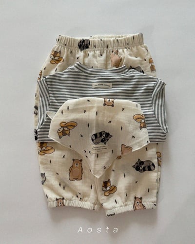 AOSTA23｜(6m-5y) 印花棉麻休閒縮口褲25