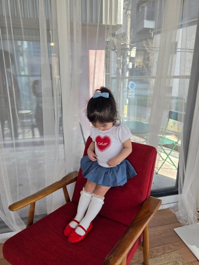 Color04｜(75-115cm) 刺繡愛心荷葉褲裙12