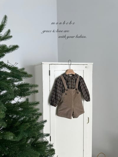 MONBEBE29｜(1y-8y) 法式燈芯絨吊帶褲11