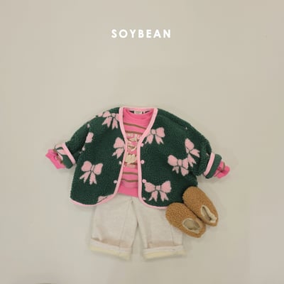 Soybean32｜(75cm-118cm) 抓絨蝴蝶結印花開襟外套19