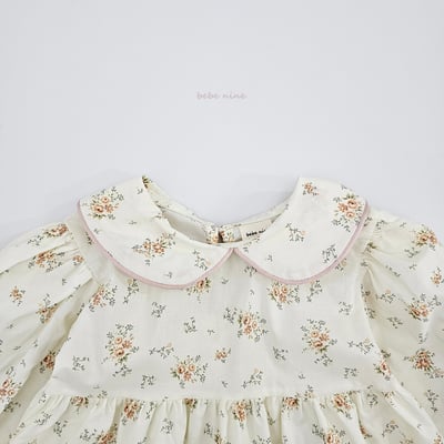 bebe nine24  (65-115) 2色滾邊領碎花洋裝12