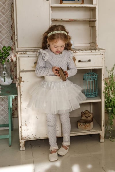 FLO41｜(75-140) 3色蕾絲邊碎花緊身褲2