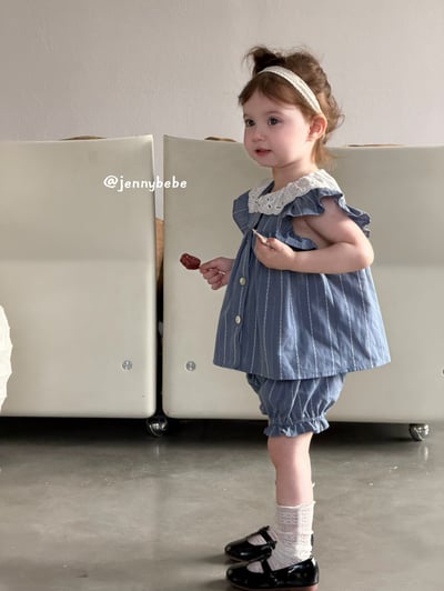 JE724｜(80-110cm) 蕾絲領線條套裝6