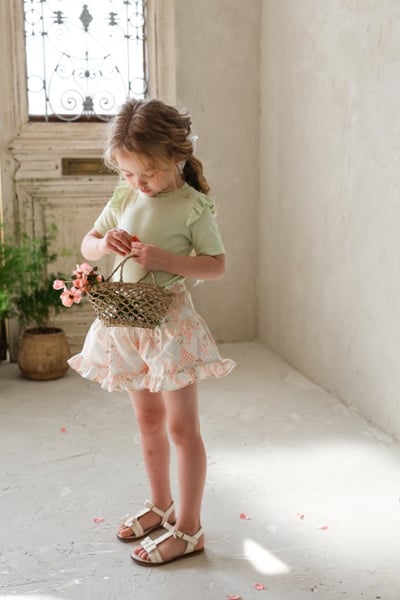 FLO23｜(75-140) 碎花荷葉邊短褲10