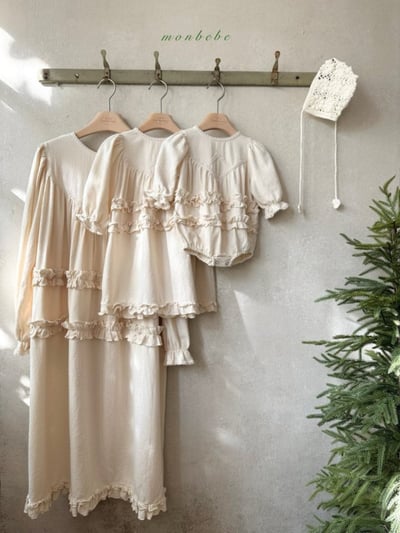MONBEBE44｜(3m-24m) 優雅荷葉花邊包屁衣2
